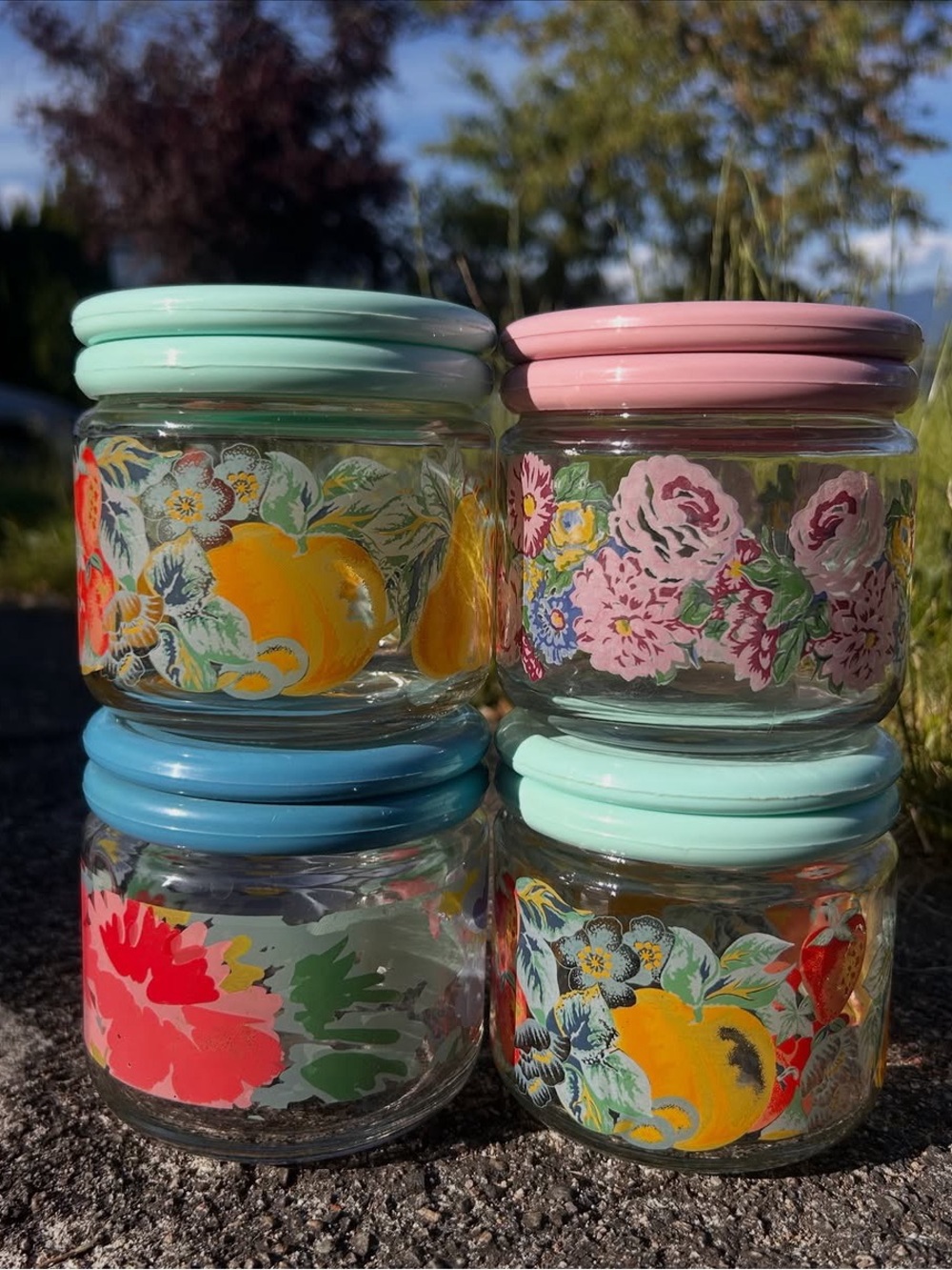 vintage 80s grandma's dream kitchen cottage core glass canisters 🩷🩷🩷